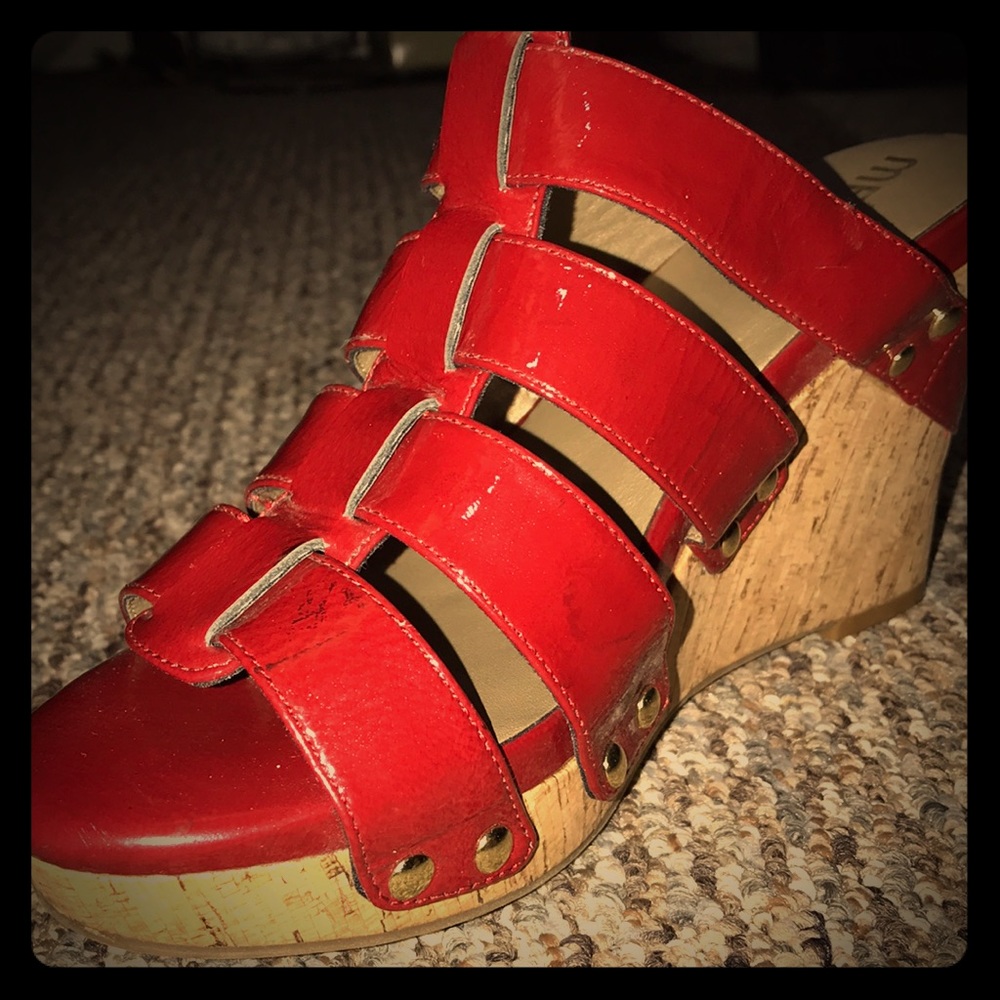 Red leathered shoes